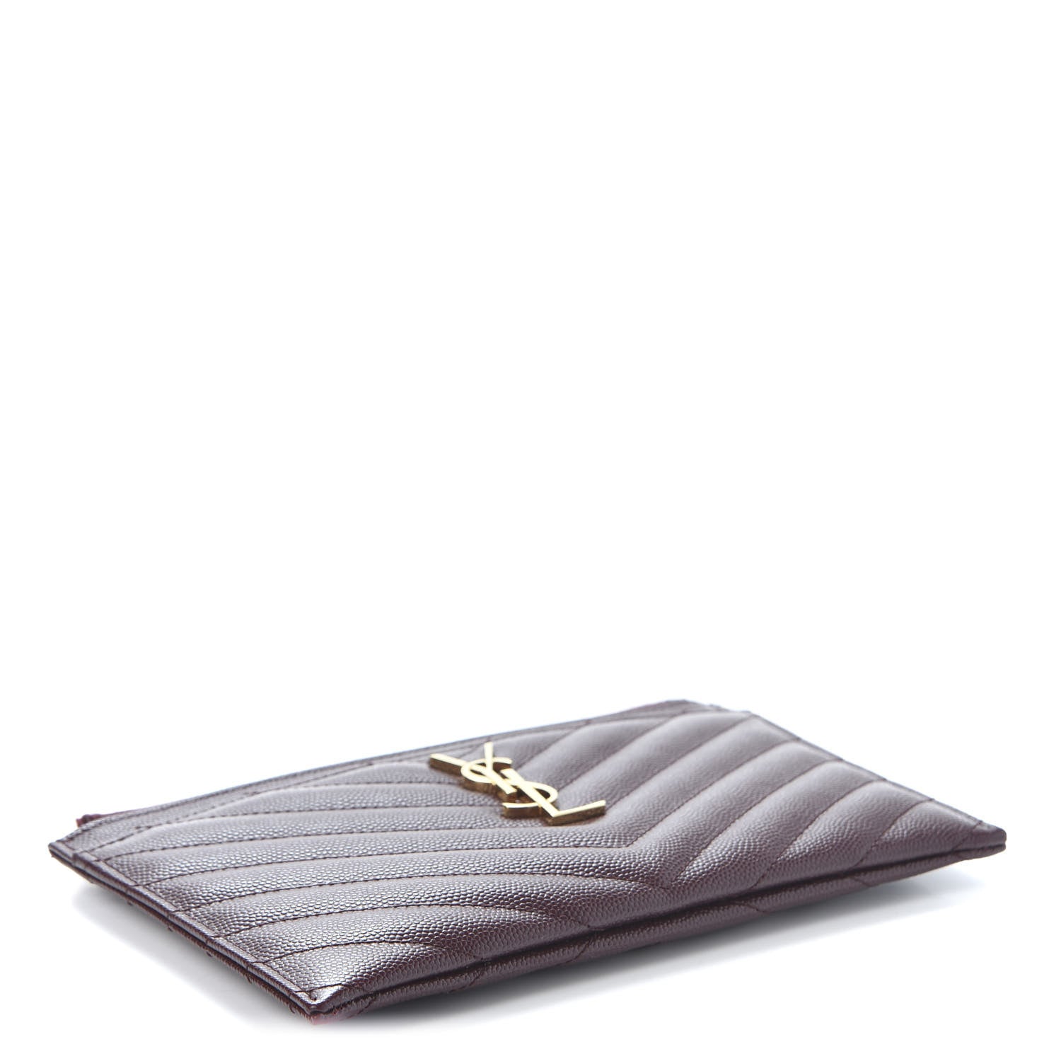 Saint Laurent Grain De Poudre Matelasse Chevron Monogram Bill Pouch Amaranto 3 of 9