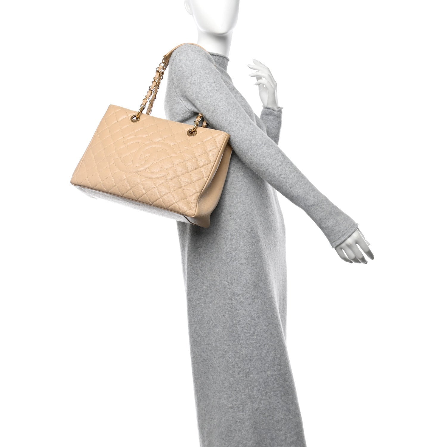 Chanel Caviar Quilted Grand Shopping Tote GST Beige Clair 2 of 7