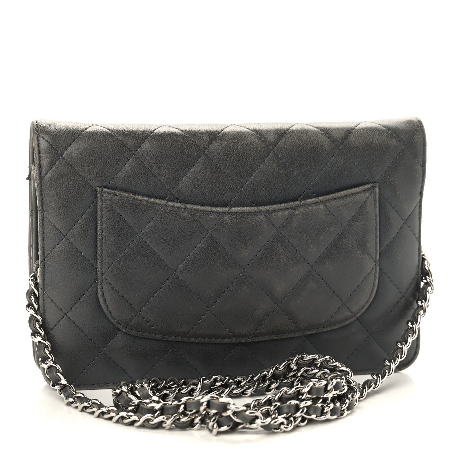 Chanel Iridescent Lambskin Quilted Wallet On Chain WOC Grey 3 of 12