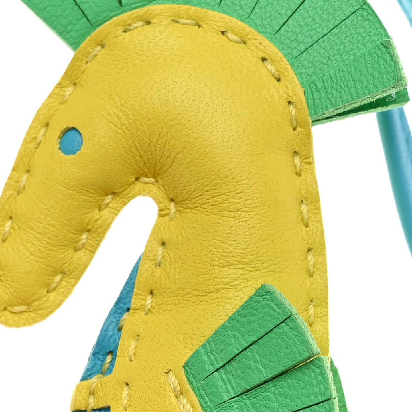 Milo Lambskin Hippo Bag Charm Lime Vert Comics Bleu Azteque