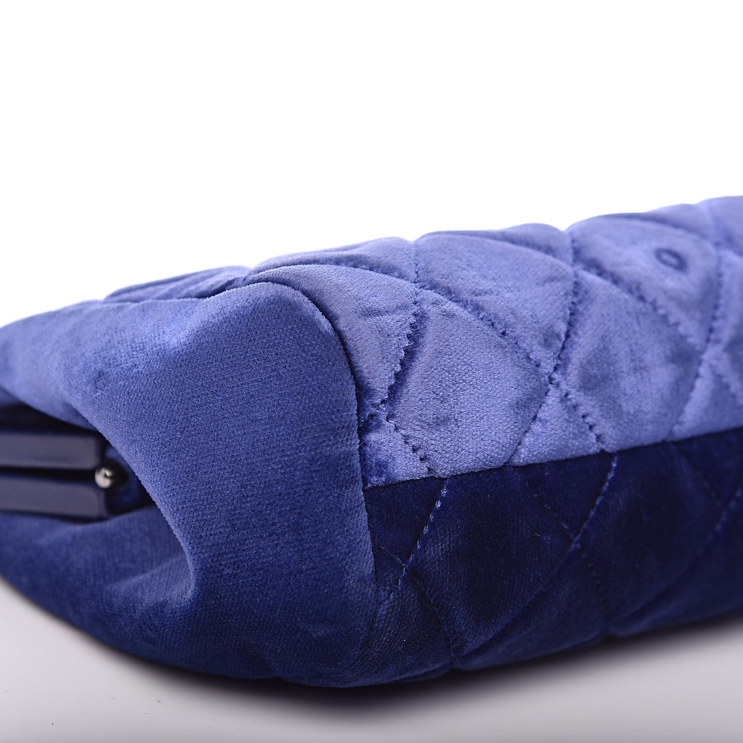 Velvet Quilted Kiss Lock Evening Bag Blue