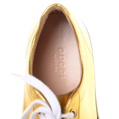 Gucci Metallic Nappa Sylvie Web Peggy Platform Sneakers 36 Oro Vecchio 6 of 8