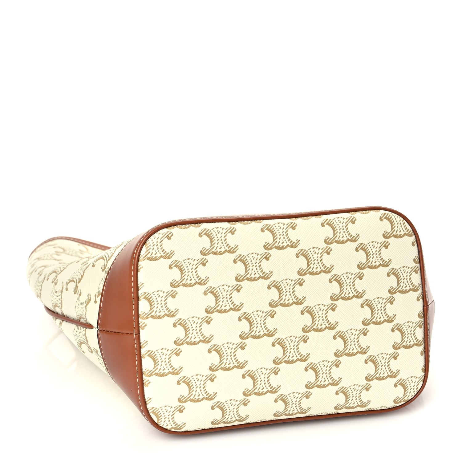 Celine Triomphe Canvas Calfskin Small Bucket Bag White 3 of 8