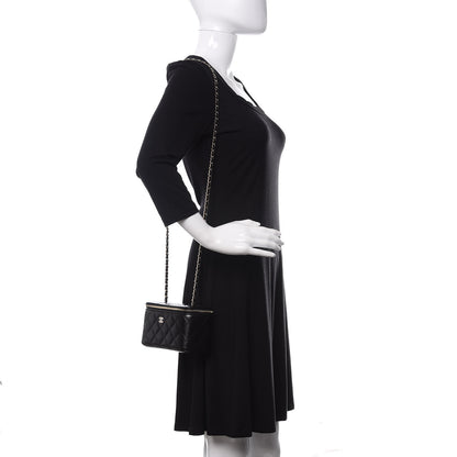 Chanel Lambskin Quilted Small Vanity Case With Chain Black 2 of 11