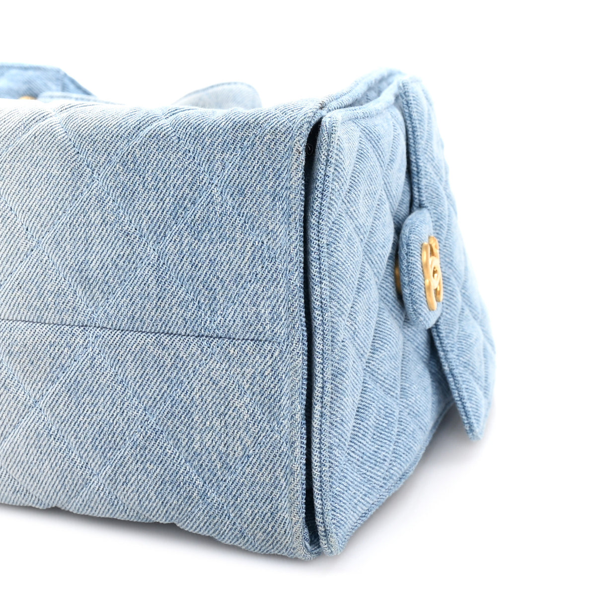 Washed Denim Quilted Medium Chanel 25 Handbag Blue