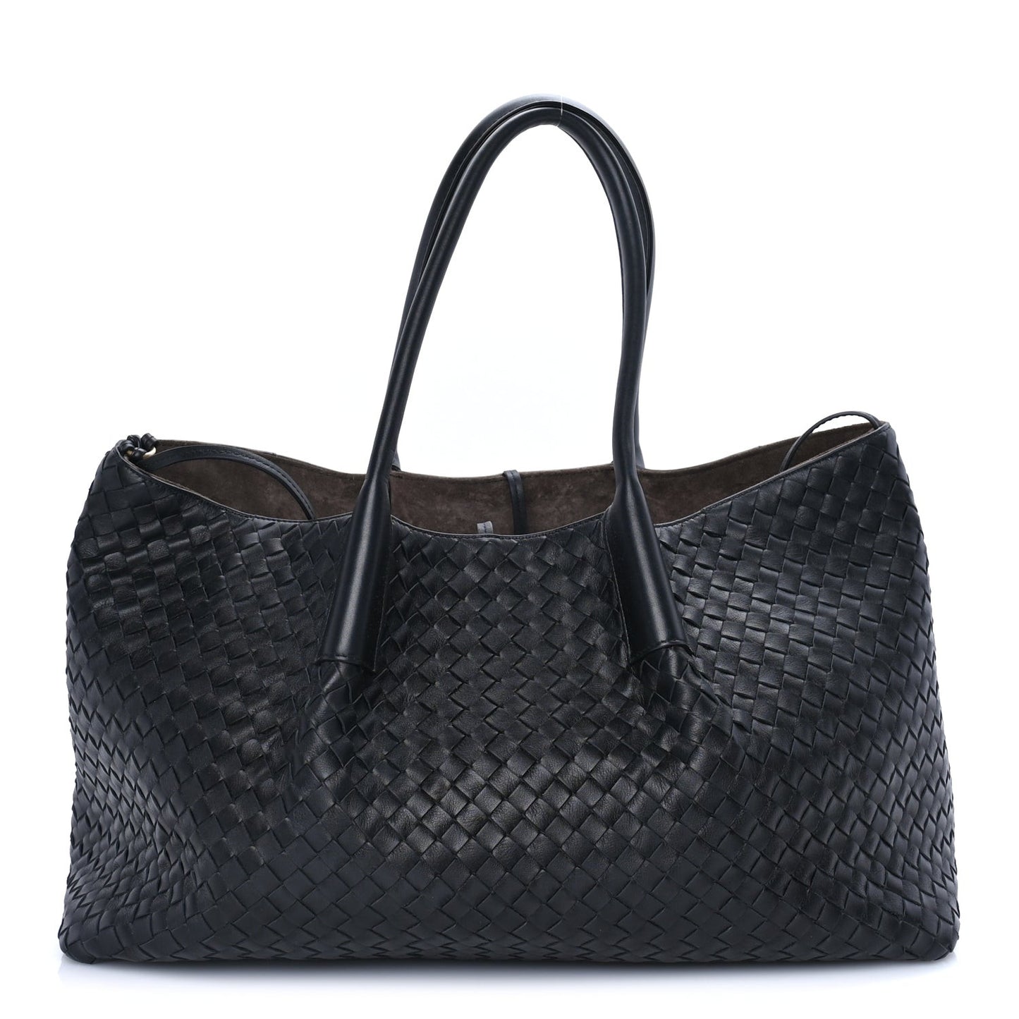 Calfskin Intrecciato Pinacoteca Reversible Tote Black Fondant