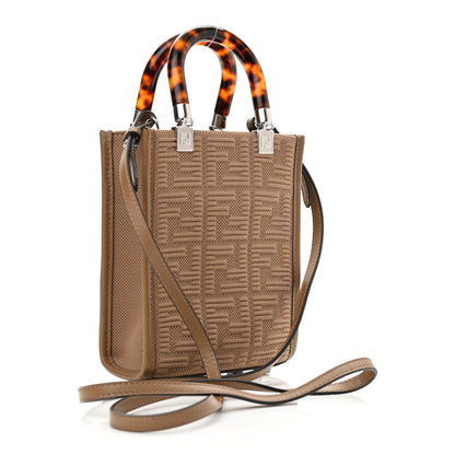 Fendi Technical Fabric Vitello Ceylon Plexiglass FF Mini Fendi Sunshine Shopper Tote Sand 3 of 10