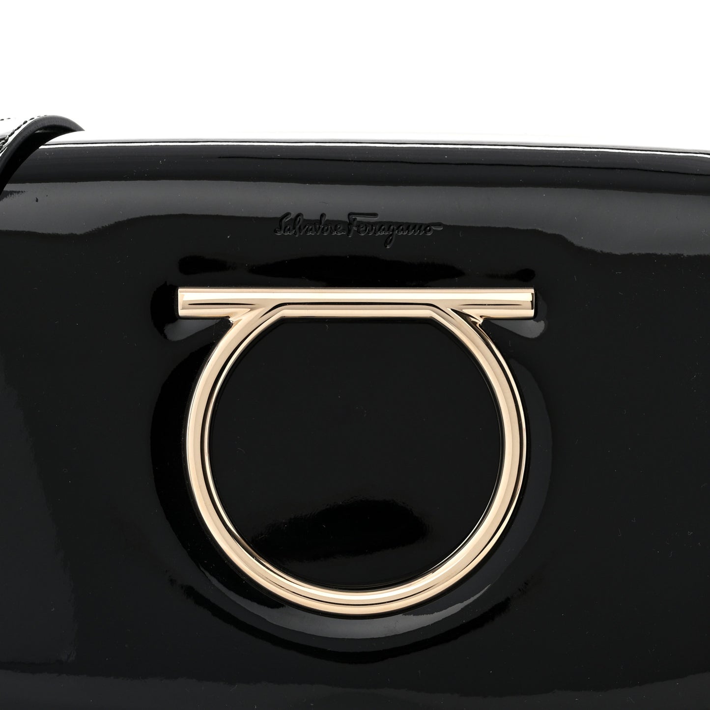 Patent Calfskin Mini Vela Flap Bag Black