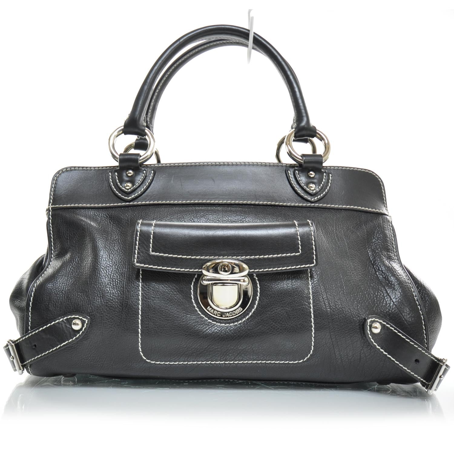 Marc Jacobs Leather Front Pocket Satchel Black 1 of 8