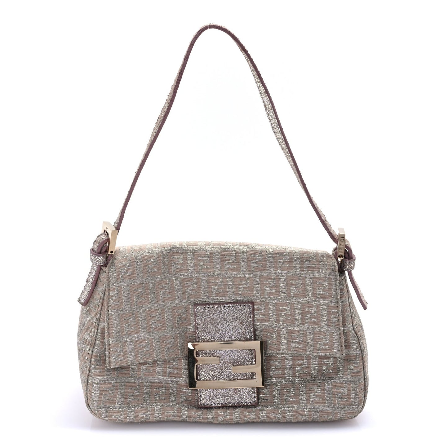 Metallic Jacquard Zucchino Suede Mini Mama Baguette  Cipria Argento Grigio