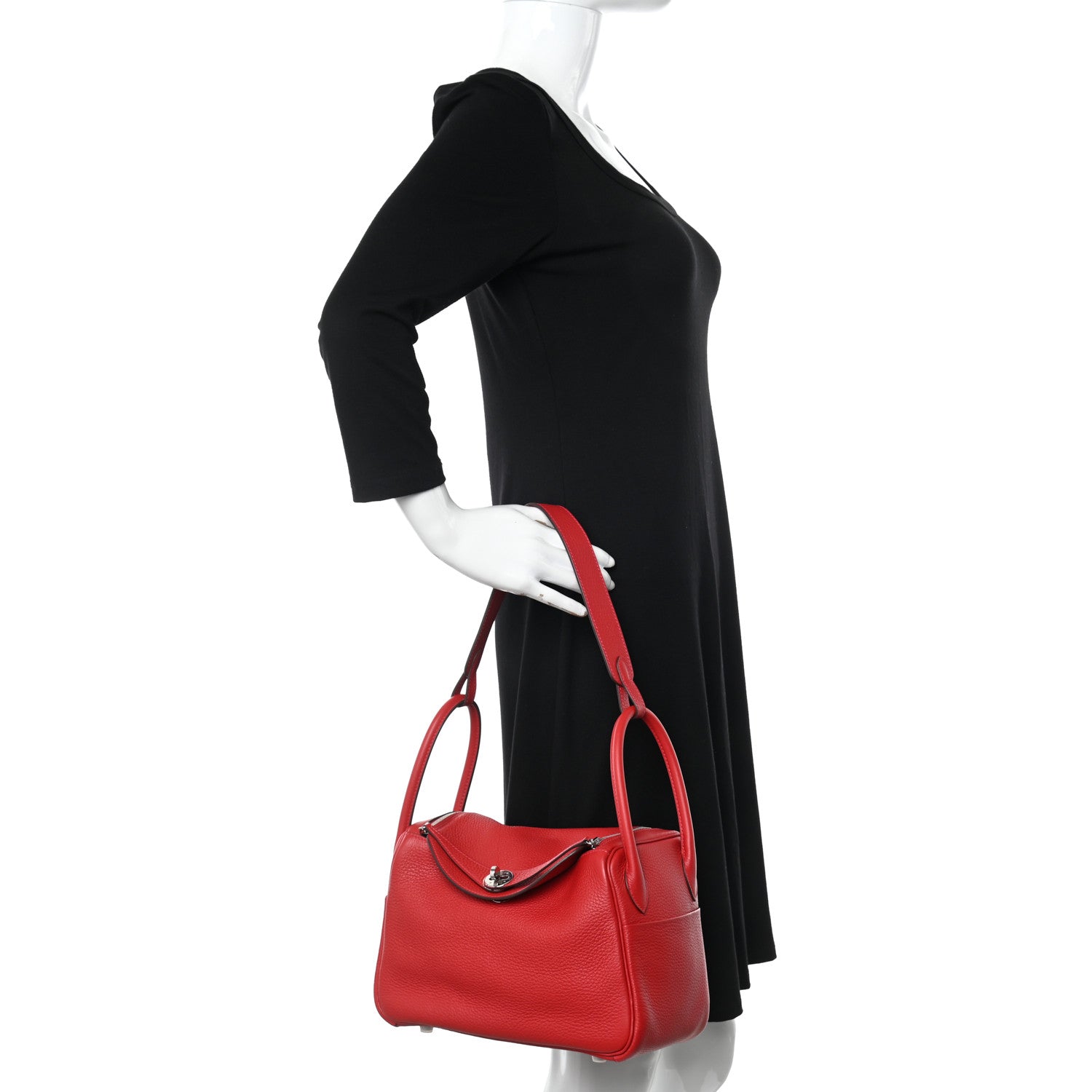 Hermes Taurillon Clemence Lindy 26 Rouge Casaque 2 of 10
