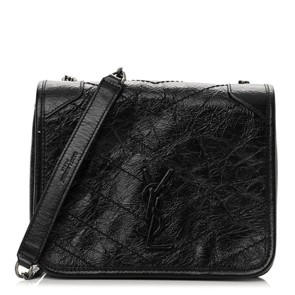 Saint Laurent Crinkled Calfskin Matelasse Monogram Niki Chain Wallet Black 1 of 10