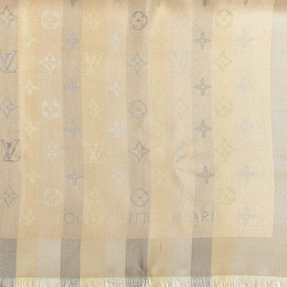 Louis Vuitton Silk Lurex Wool So Shine Monogram Shawl Beige 2 of 3