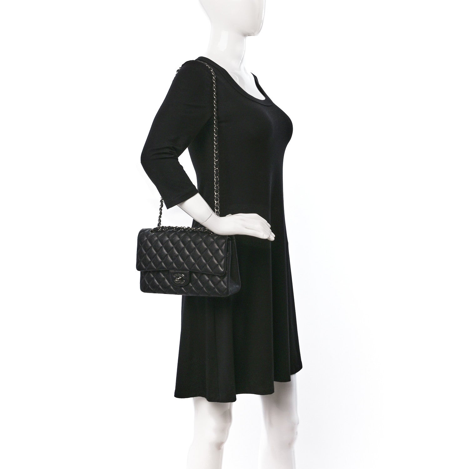 Chanel Iridescent Caviar Quilted Medium Double Flap Black 2 of 10