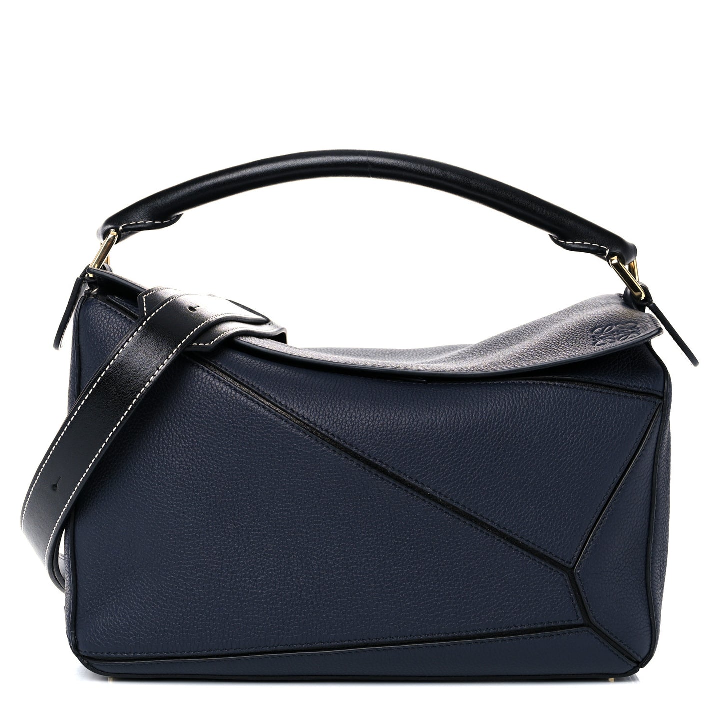 Calfskin Medium Puzzle Bag Midnight Blue Black