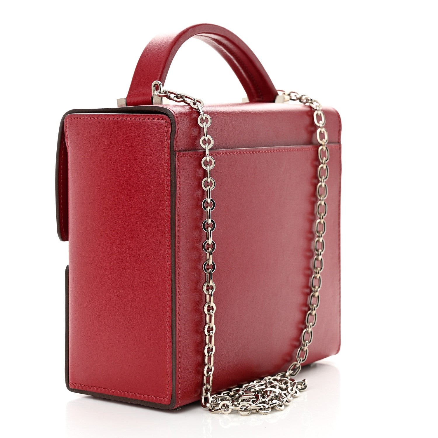 Hermes Villandry Calfskin Cinhetic Boxy Top Handle Bag Rubis 3 of 14
