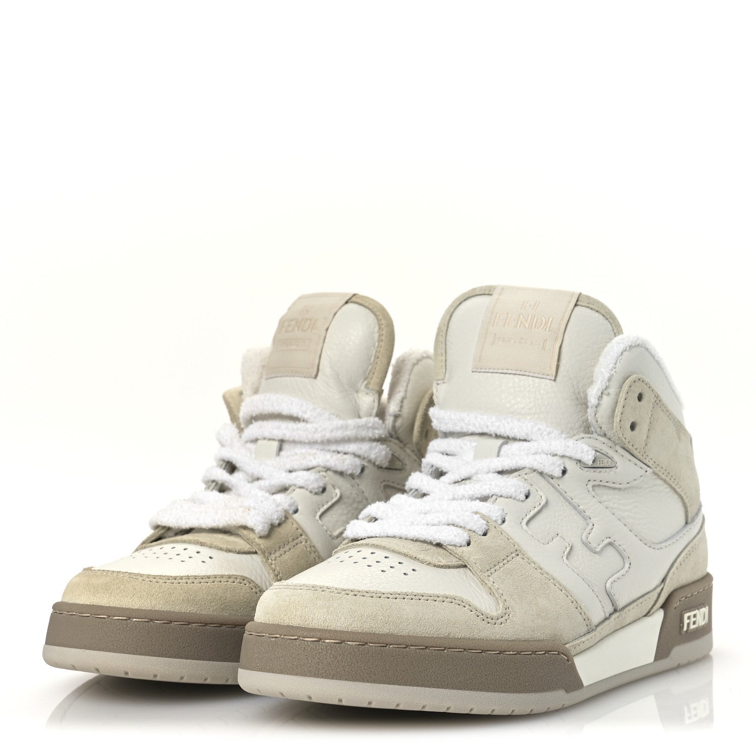 Fendi Suede Vitello Match High Top Sneakers 37 Ice White Ice  White 4 of 7