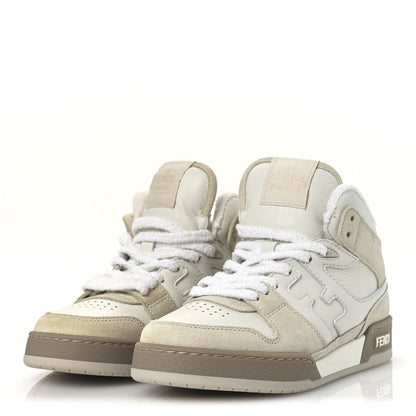 Fendi Suede Vitello Match High Top Sneakers 37 Ice White Ice  White 4 of 7