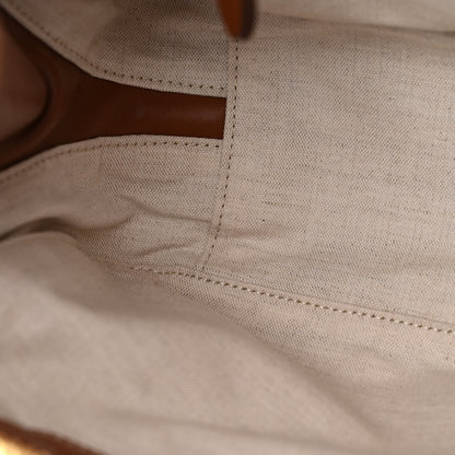 Miu Miu Canvas Calfskin Top Handle Bag Beige Brandy 10 of 10