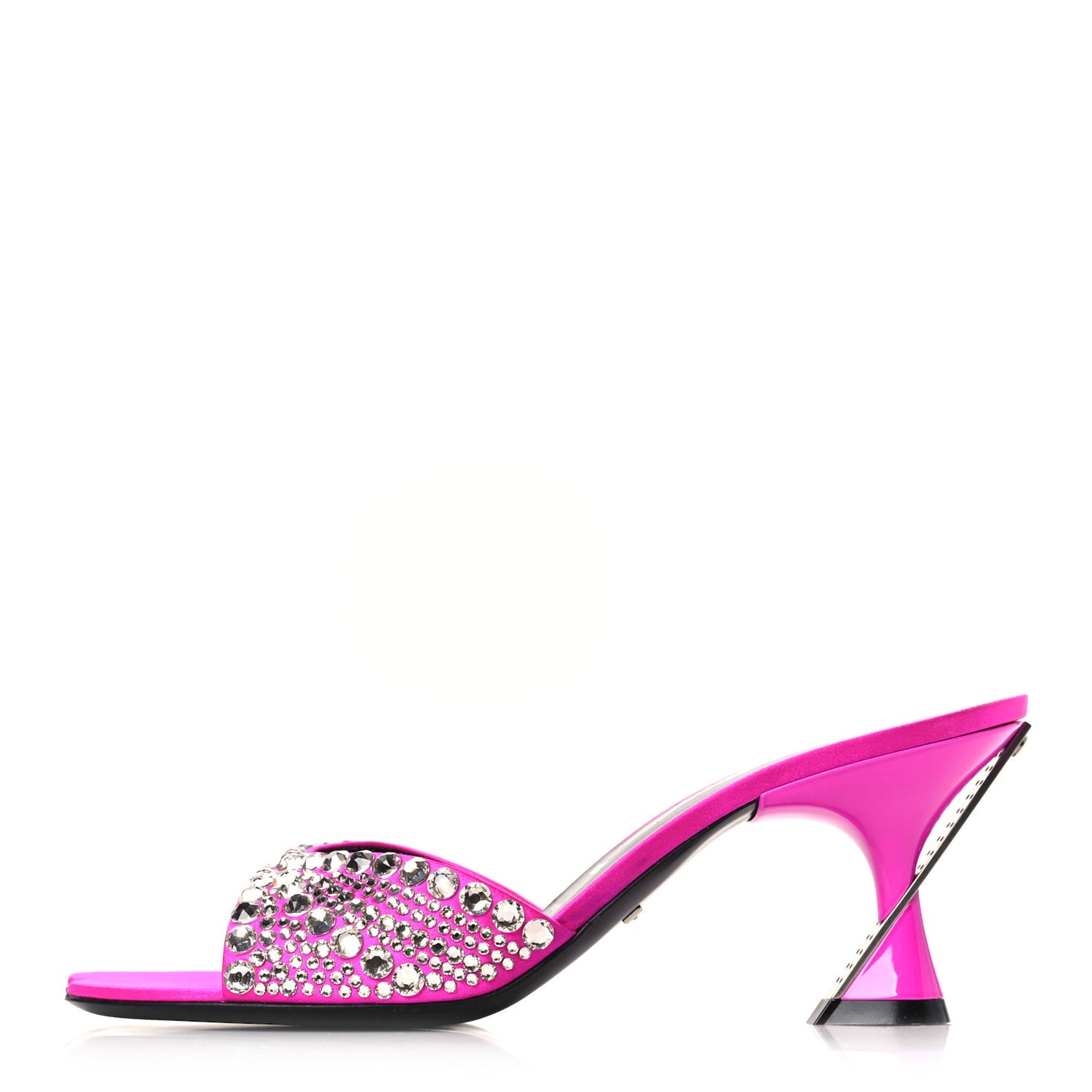 Satin Crystal 65mm Slide Sandals 37 Fuchsia
