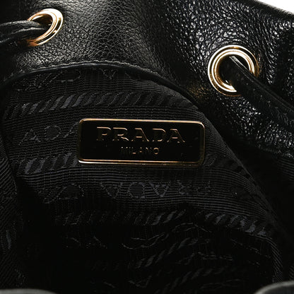 Prada Glace Calfskin Embossed Secchiello Bucket Bag Black 6 of 14