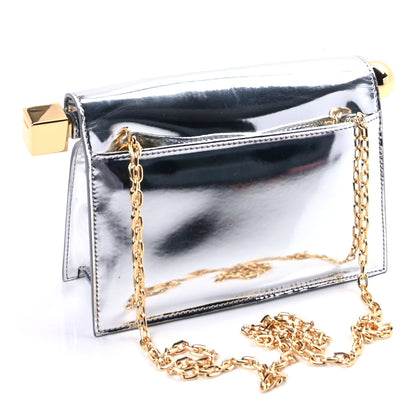 Jacquemus Metallic Patent Calfskin La Pochette Rond Carre  Silver 2 of 8