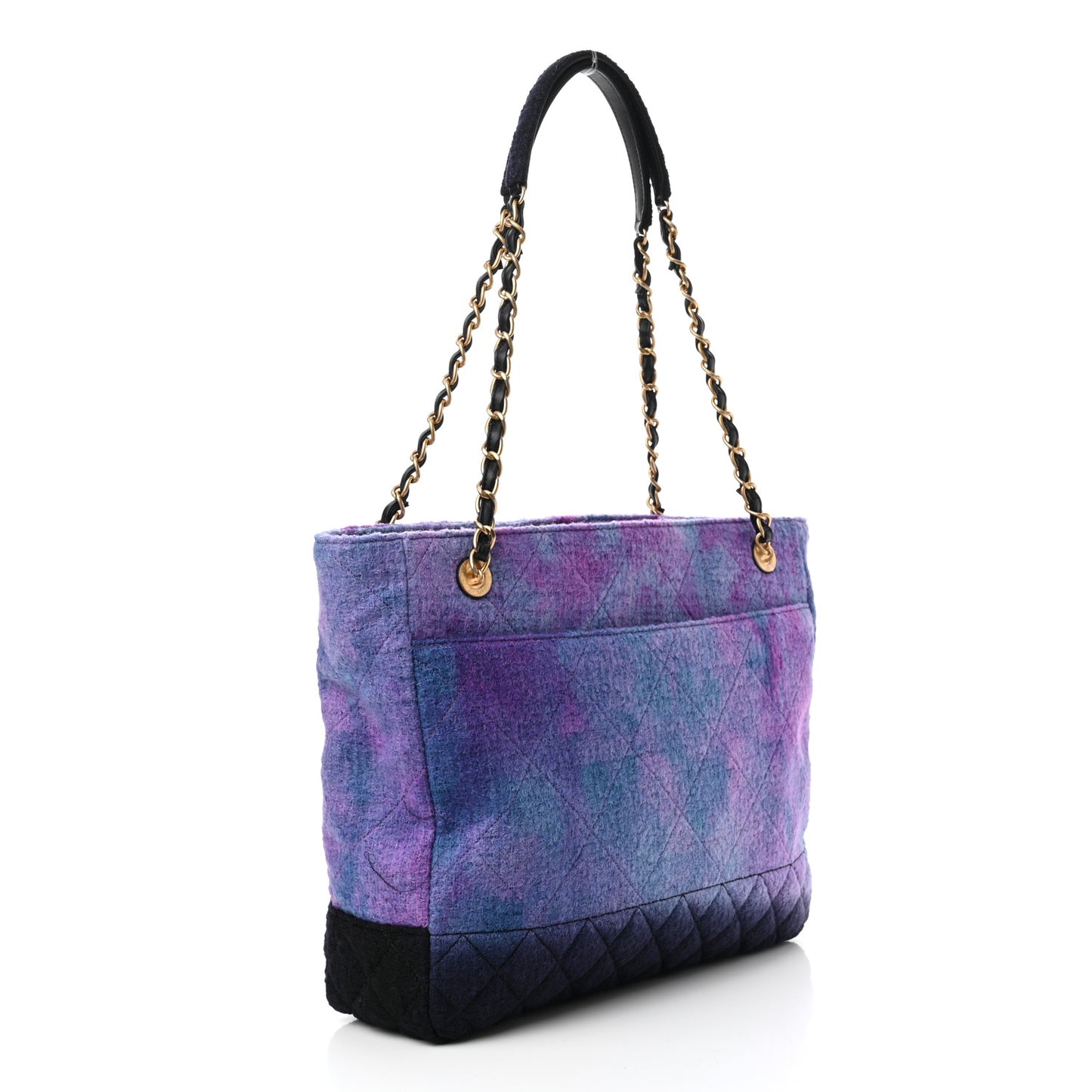 Wool Tweed CC Tote Purple Black Blue