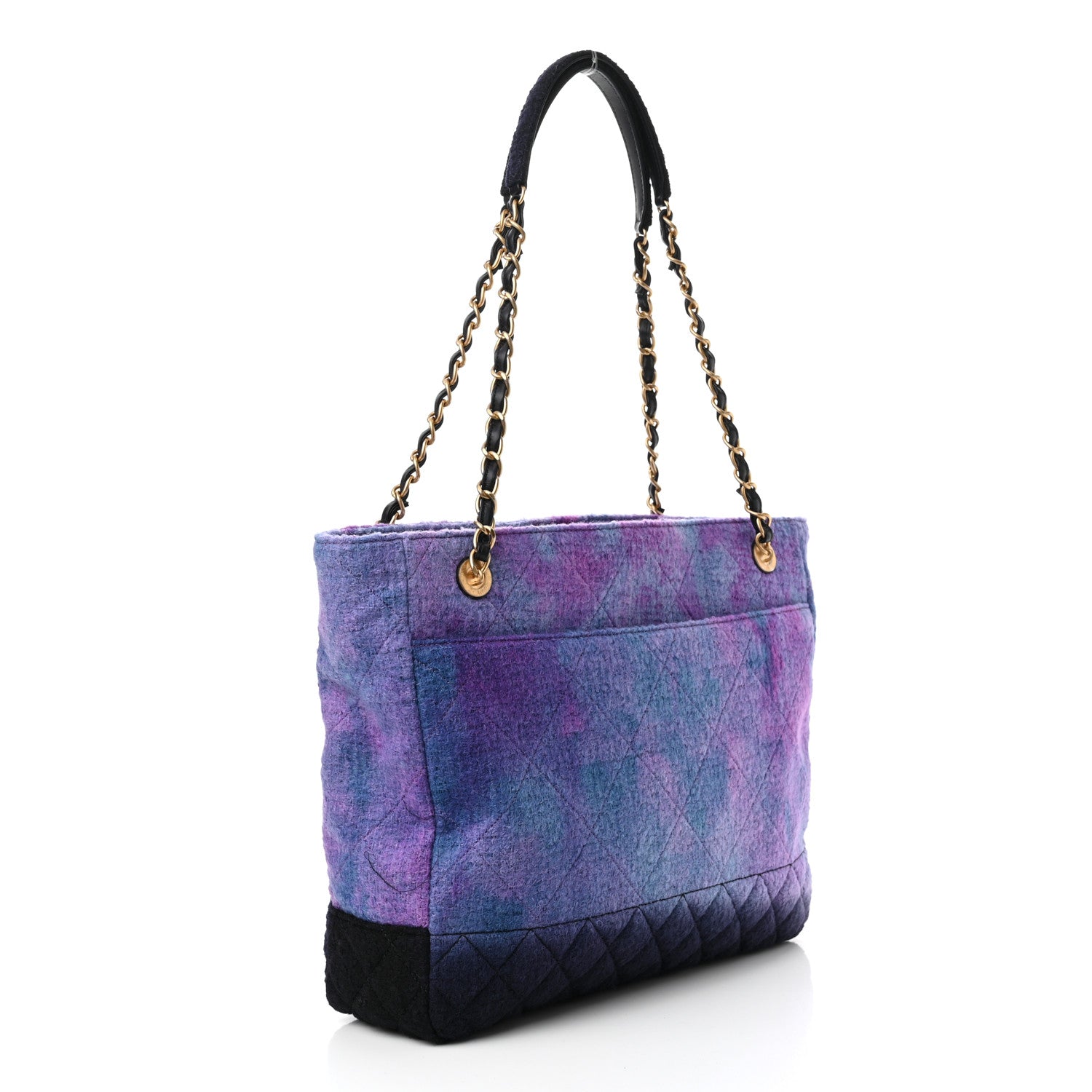 Chanel Wool Tweed CC Tote Purple Black Blue 3 of 11