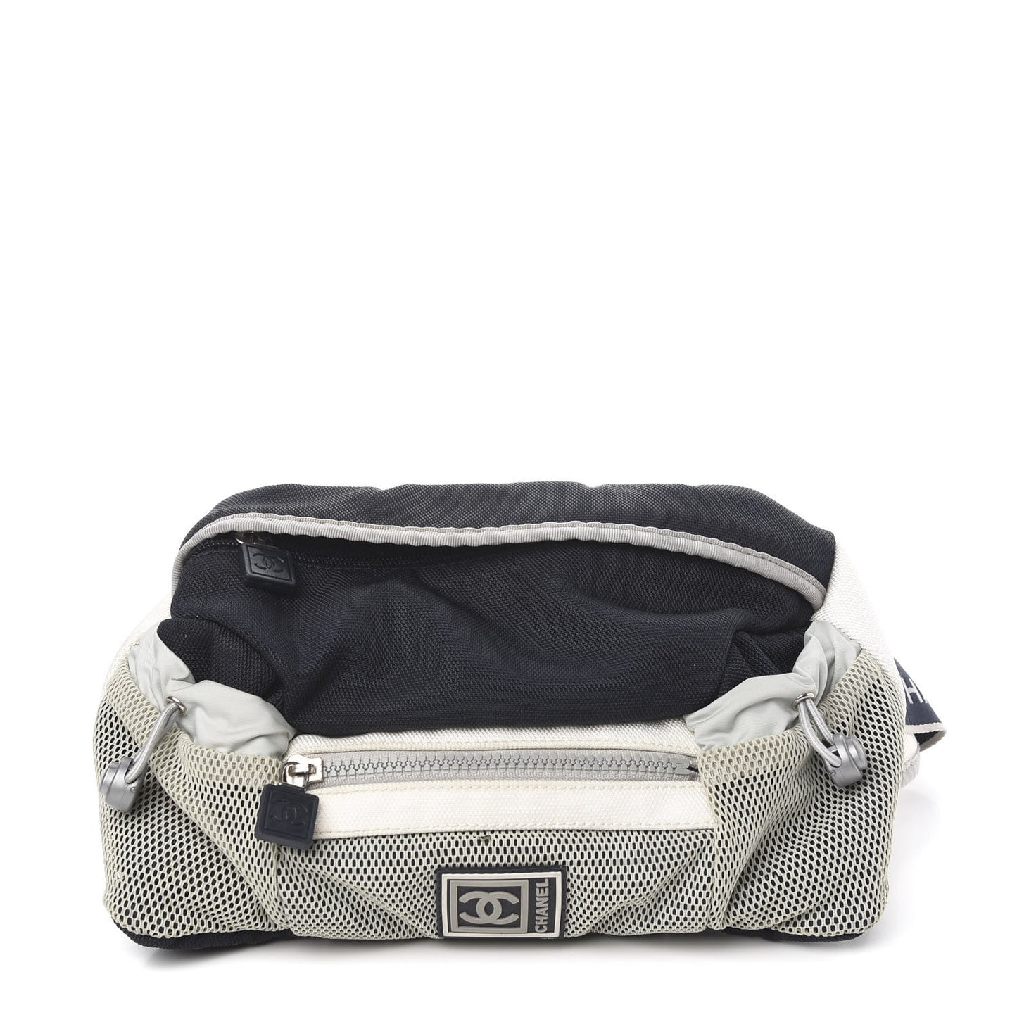 Nylon Mesh Sport Belt Bag Navy White