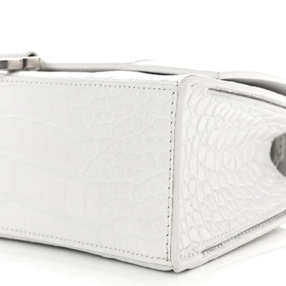 Balenciaga Shiny Calfskin Crocodile Embossed Small Hourglass Sling Shoulder Bag White 11 of 13