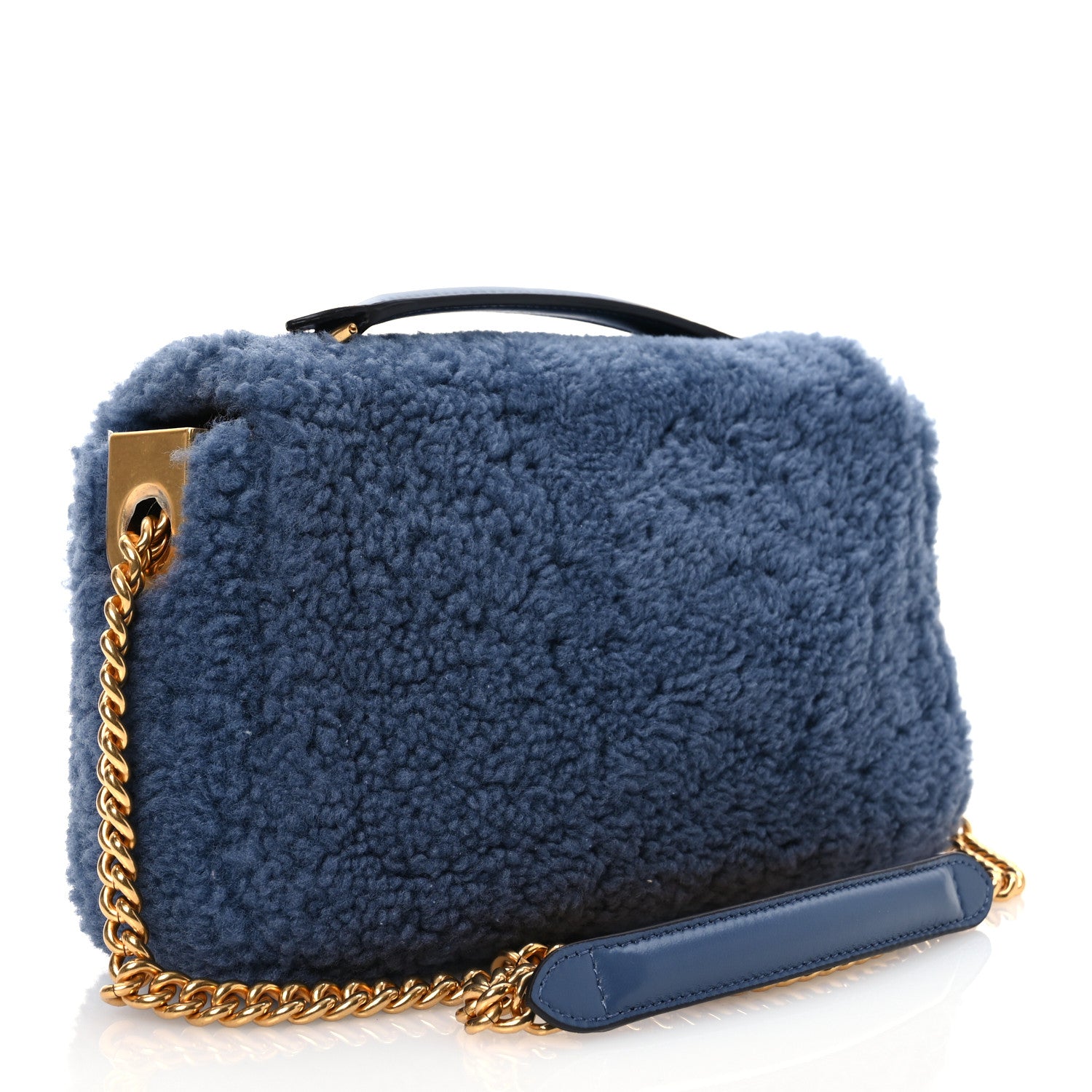 Fendi Shearling FF Midi Chain Baguette Mirto 2 of 10