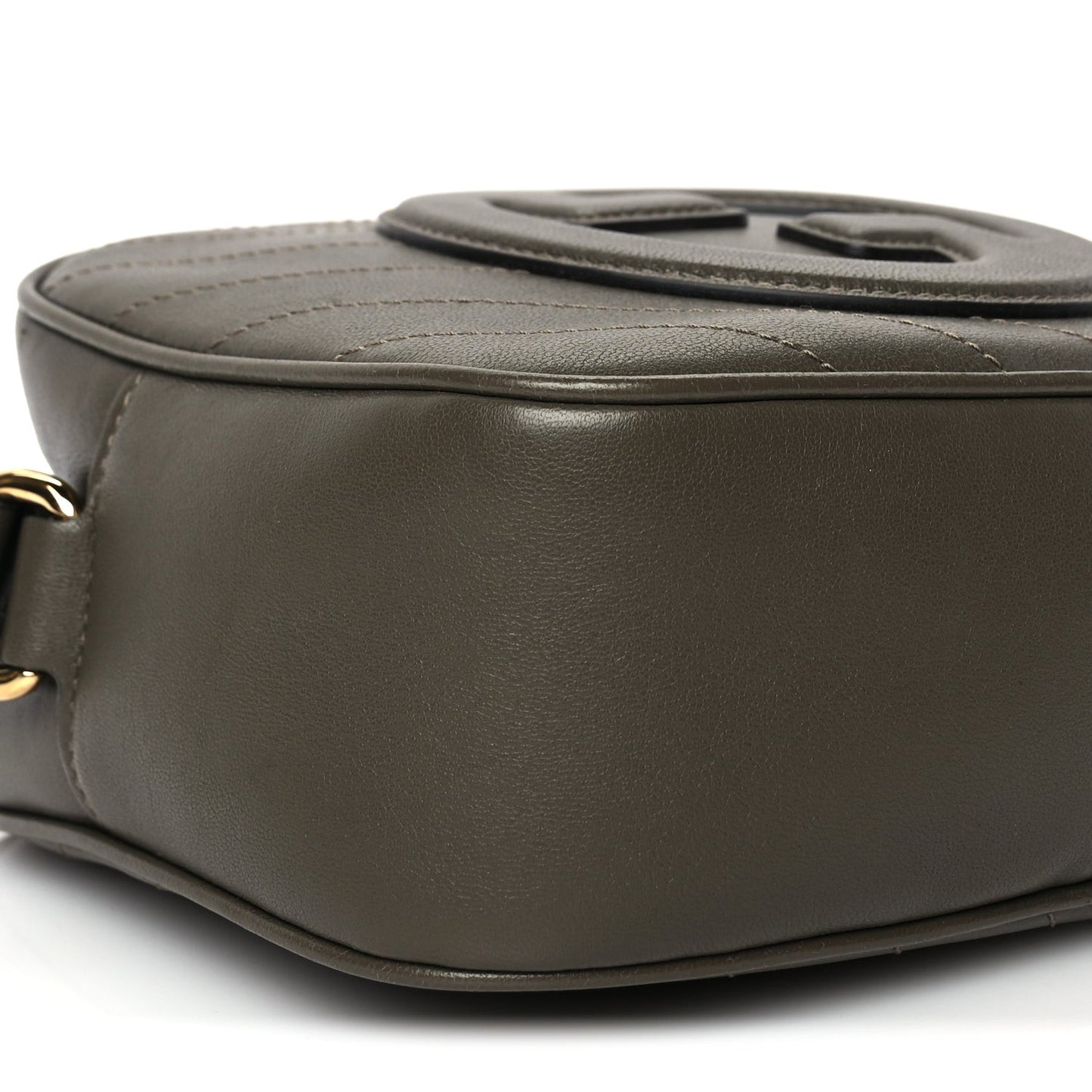 Sakai Be Green Calfskin Diagonal Stitched Small Blondie Shoulder Bag Craclet Brown