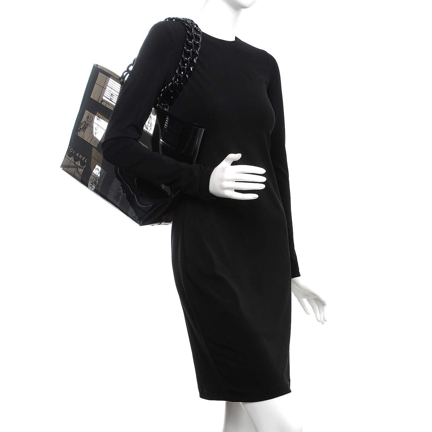 Chanel Vinyl Coco Window Tote Black 2 of 11