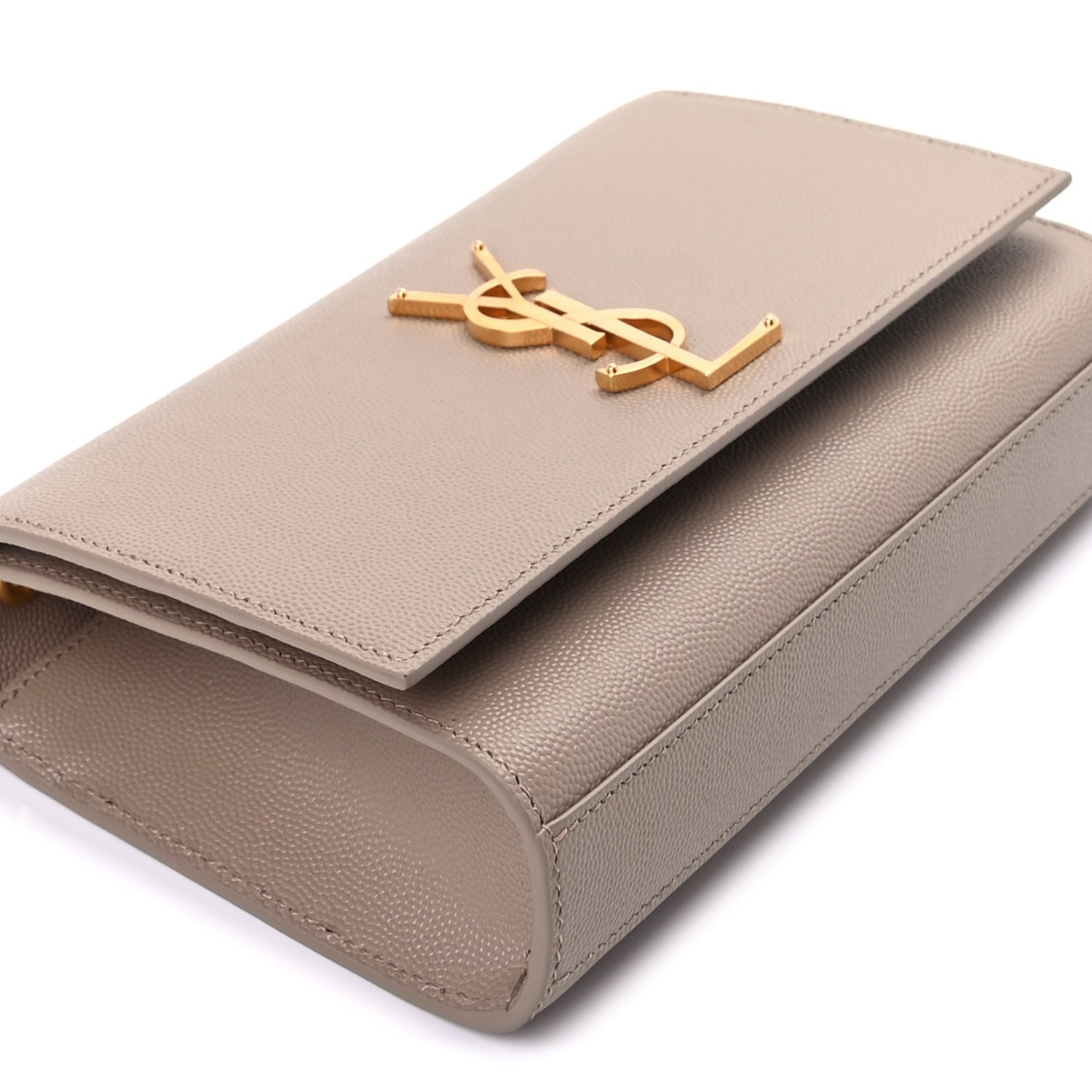 Saint Laurent Grain De Poudre Small Monogram Kate Satchel Dark Beige 8 of 8
