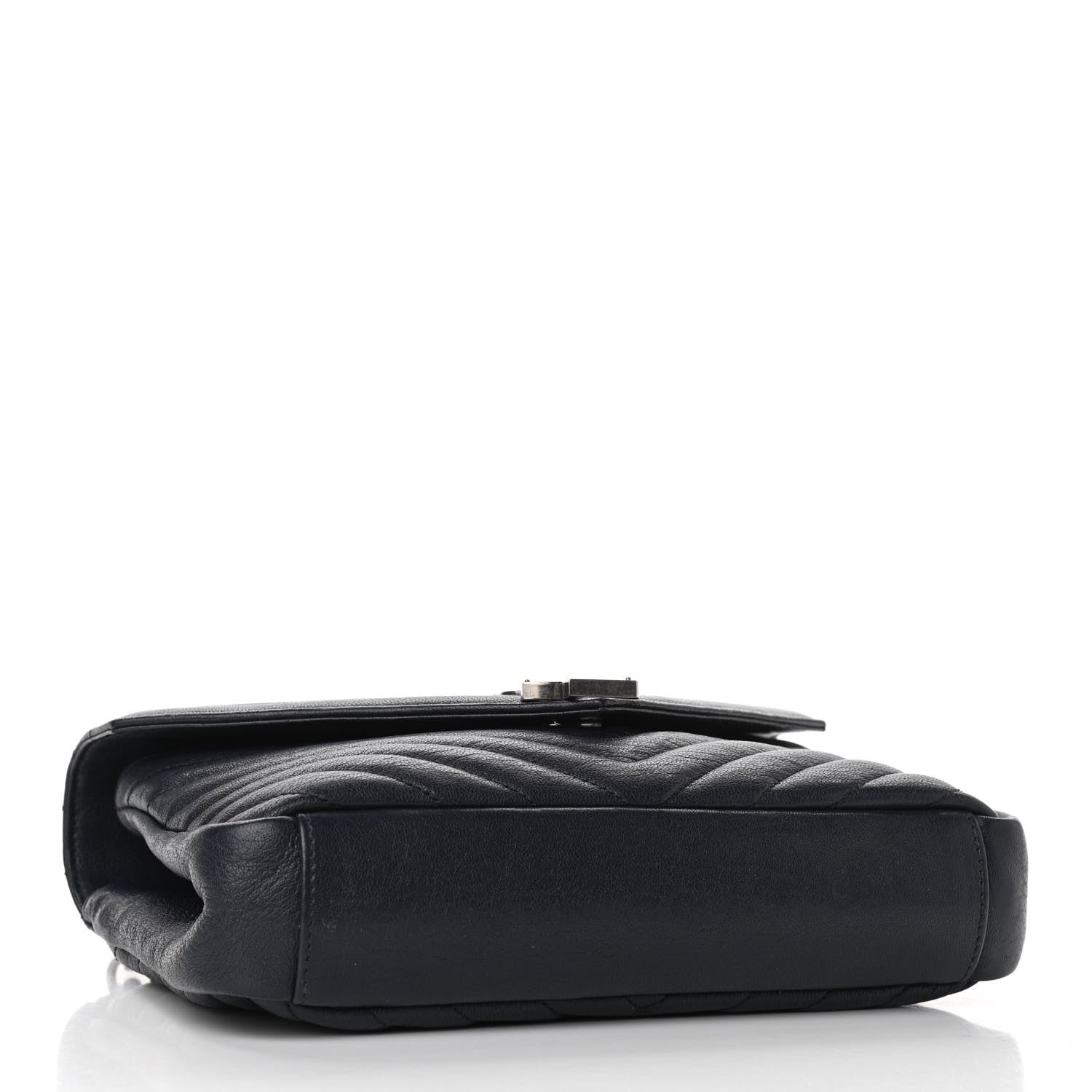 Saint Laurent Sheepskin Matelasse Chevron Monogram Medium College Bag Deep Marine 4 of 10