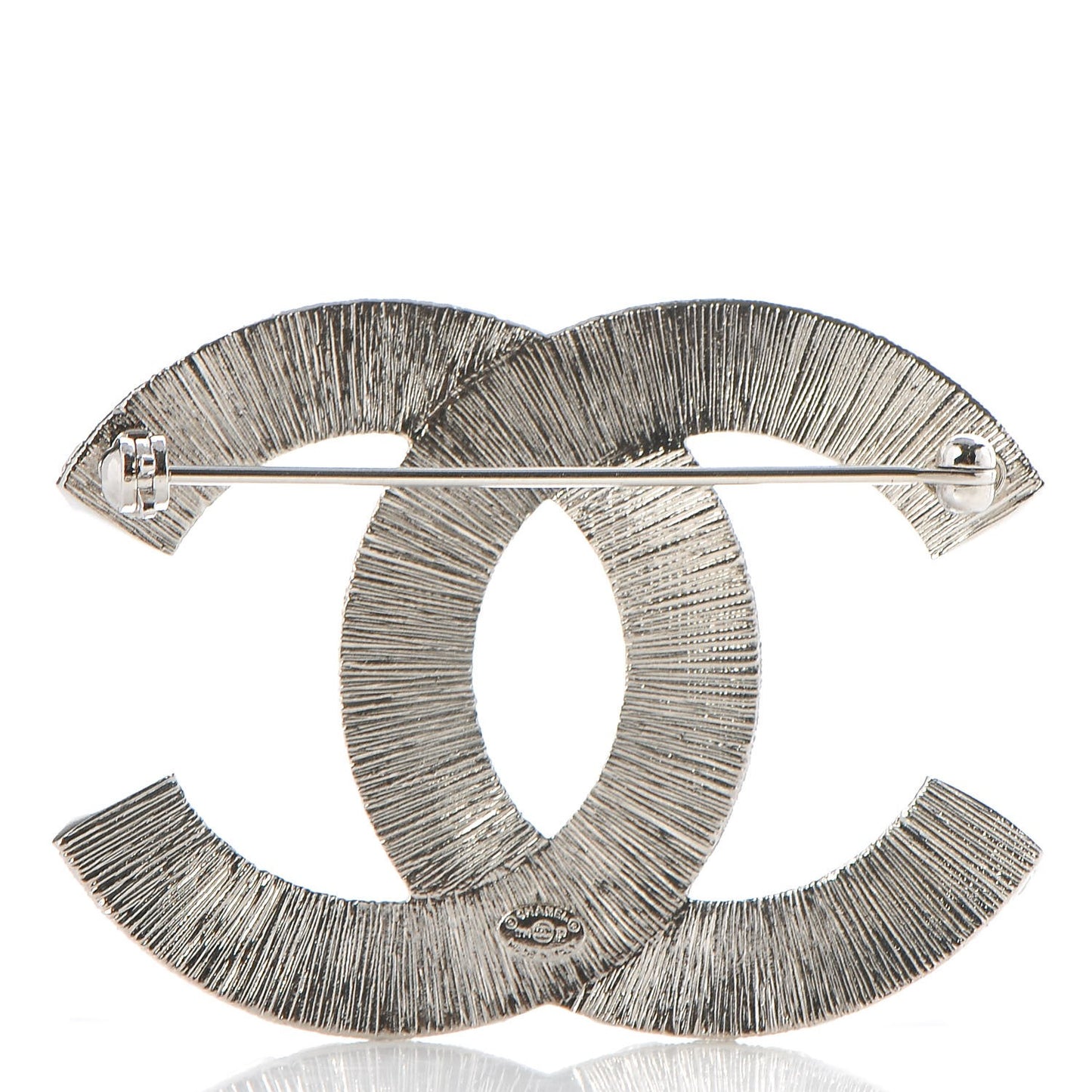 Baguette Crystal CC Brooch Silver