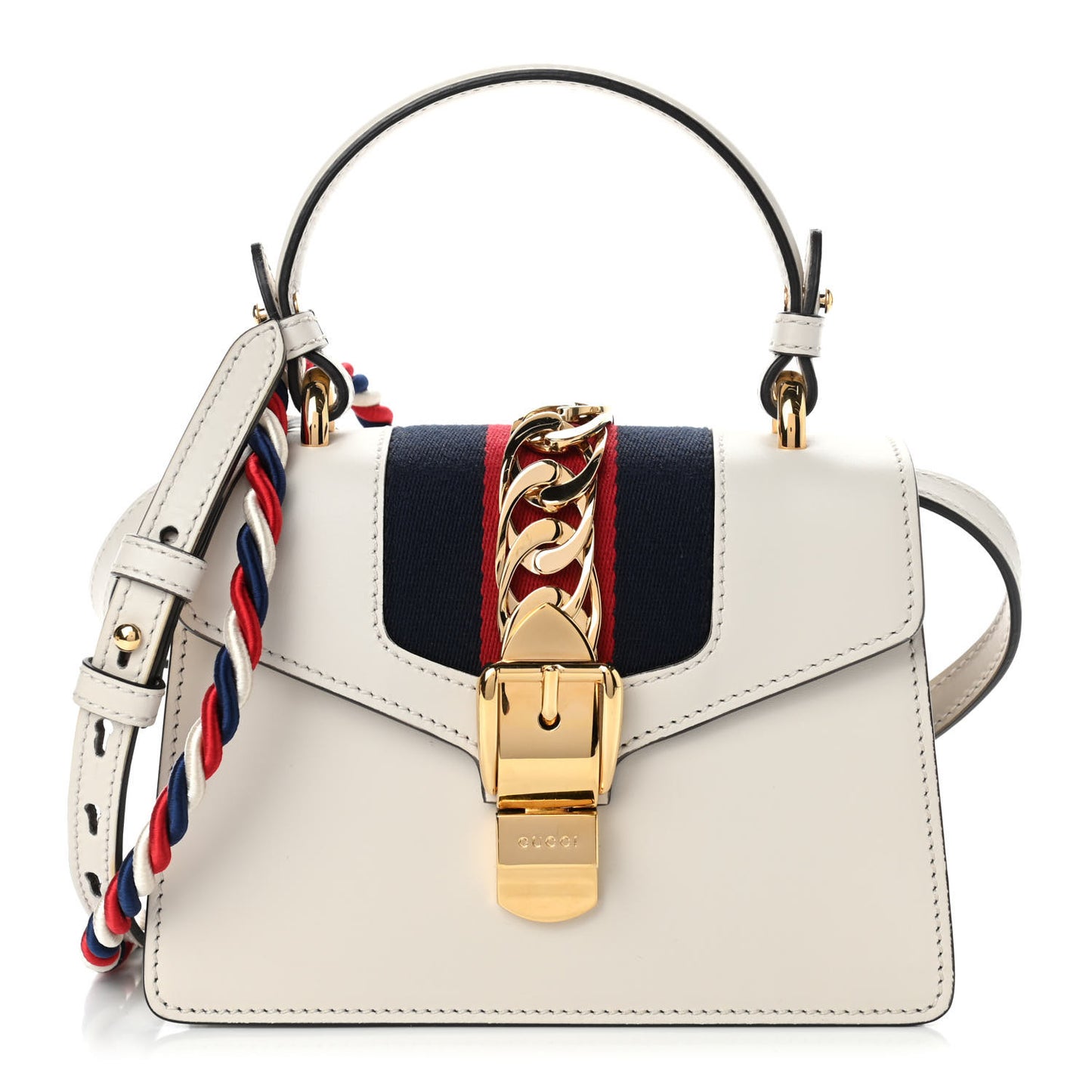 Calfskin Mini Sylvie Top Handle Bag White