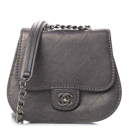 Chanel Metallic Calfskin Small Coco Twin Flap Dark Grey 1 of 9