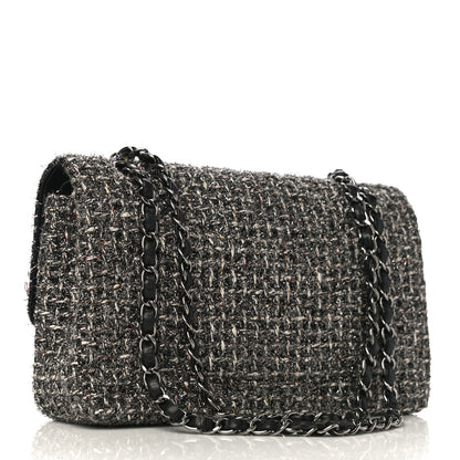 Chanel Metallic Tweed Medium Double Flap Black White 3 of 14