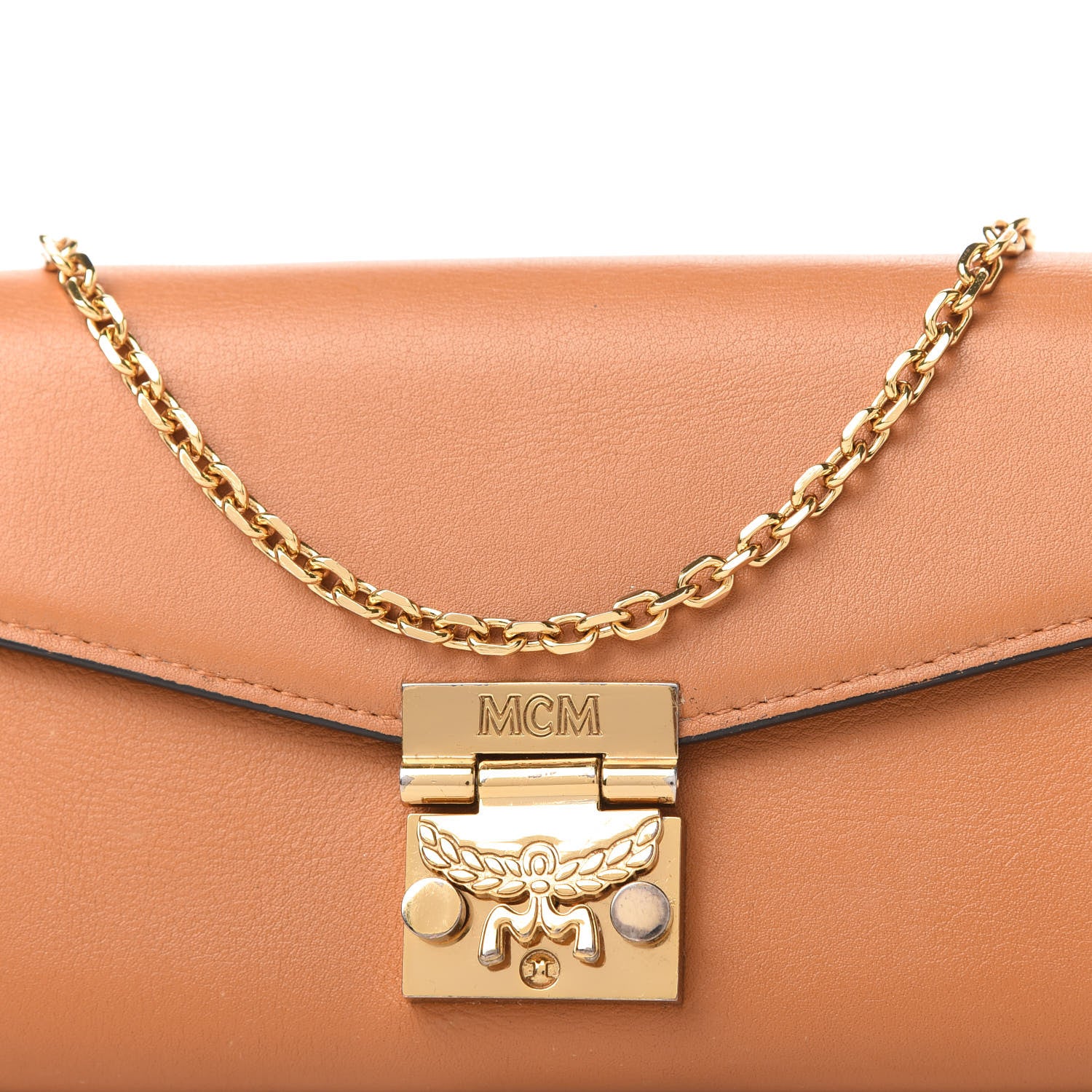 MCM Calfskin Large Patricia Wallet On Chain Cognac 9 of 10