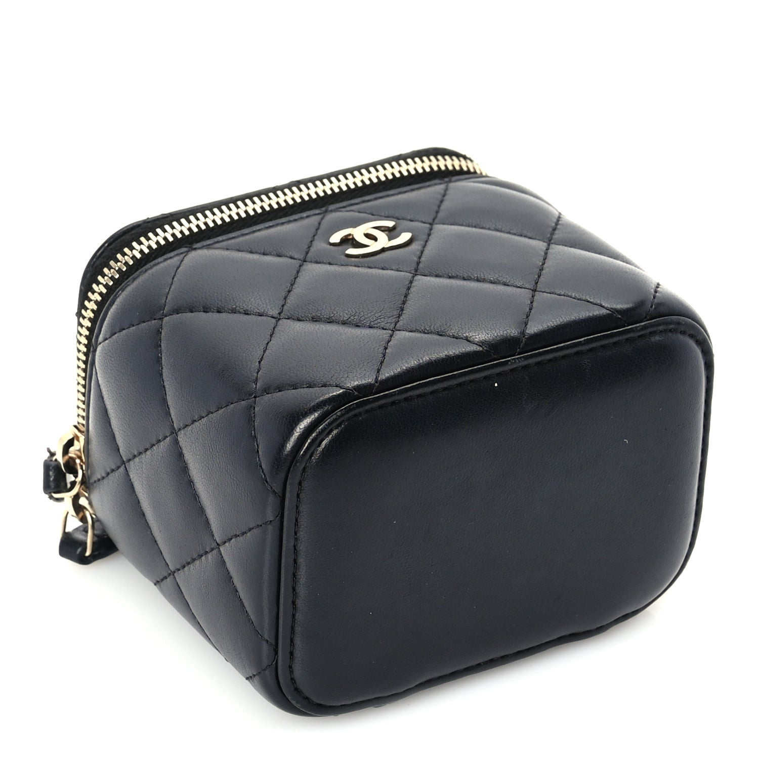 Chanel Lambskin Quilted Mini Vanity Case With Chain  Black 3 of 10