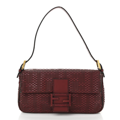 Fendi Lambskin Woven Baguette Red 1 of 10