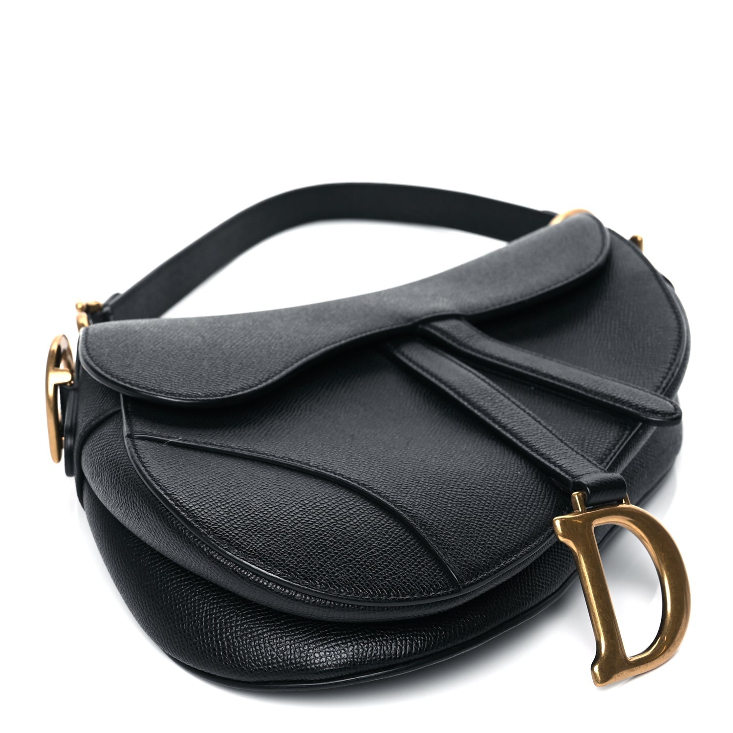 Christian Dior Grained Calfskin Saddle Bag Black 3 of 9