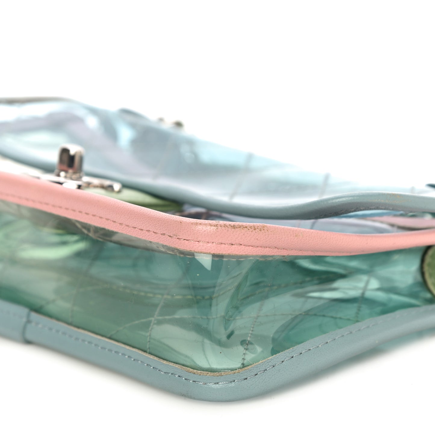 Lambskin PVC Quilted Mini Coco Splash Flap Blue Green