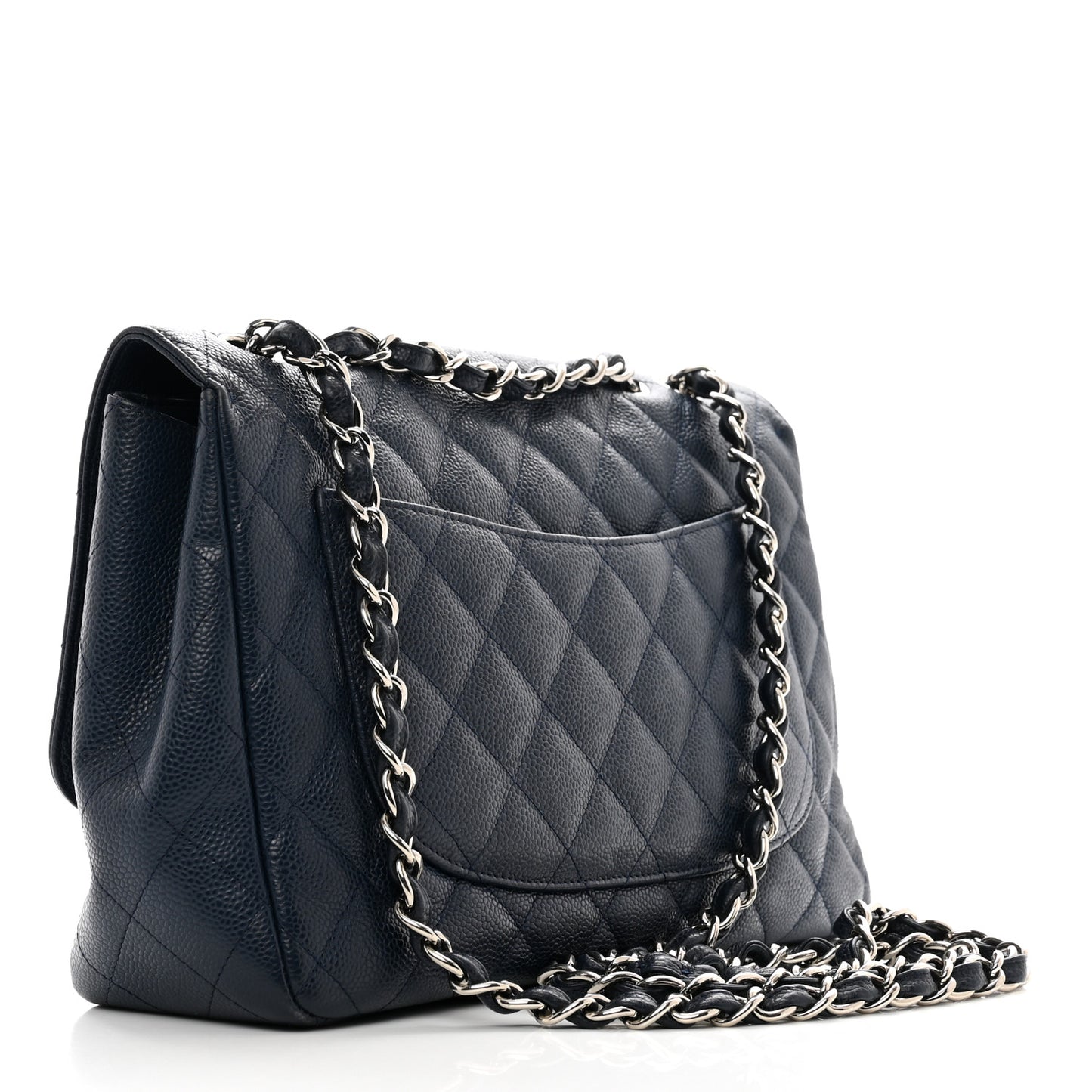 Caviar Quilted Jumbo Single Flap Navy