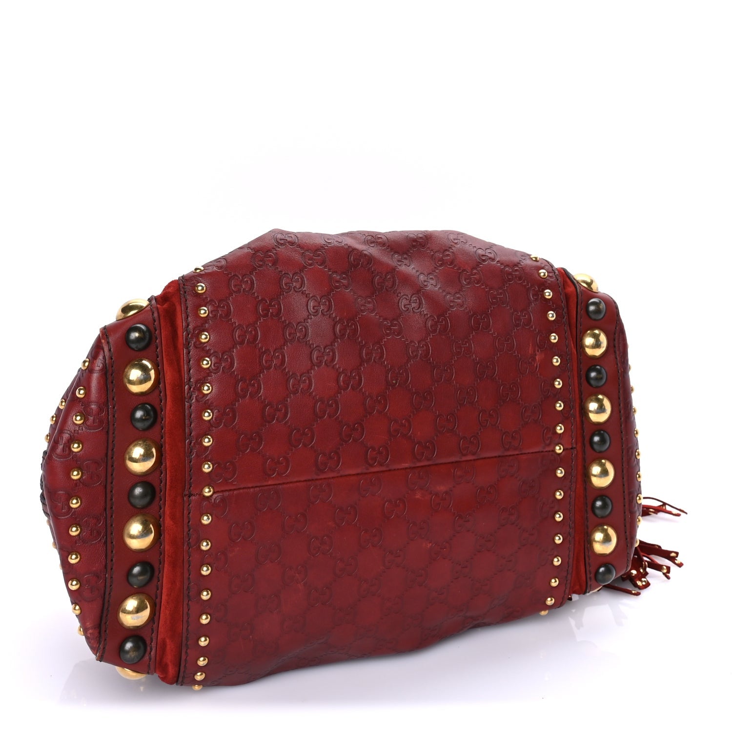 Gucci Calfskin Large Babouska Studded Boston Red 3 of 7