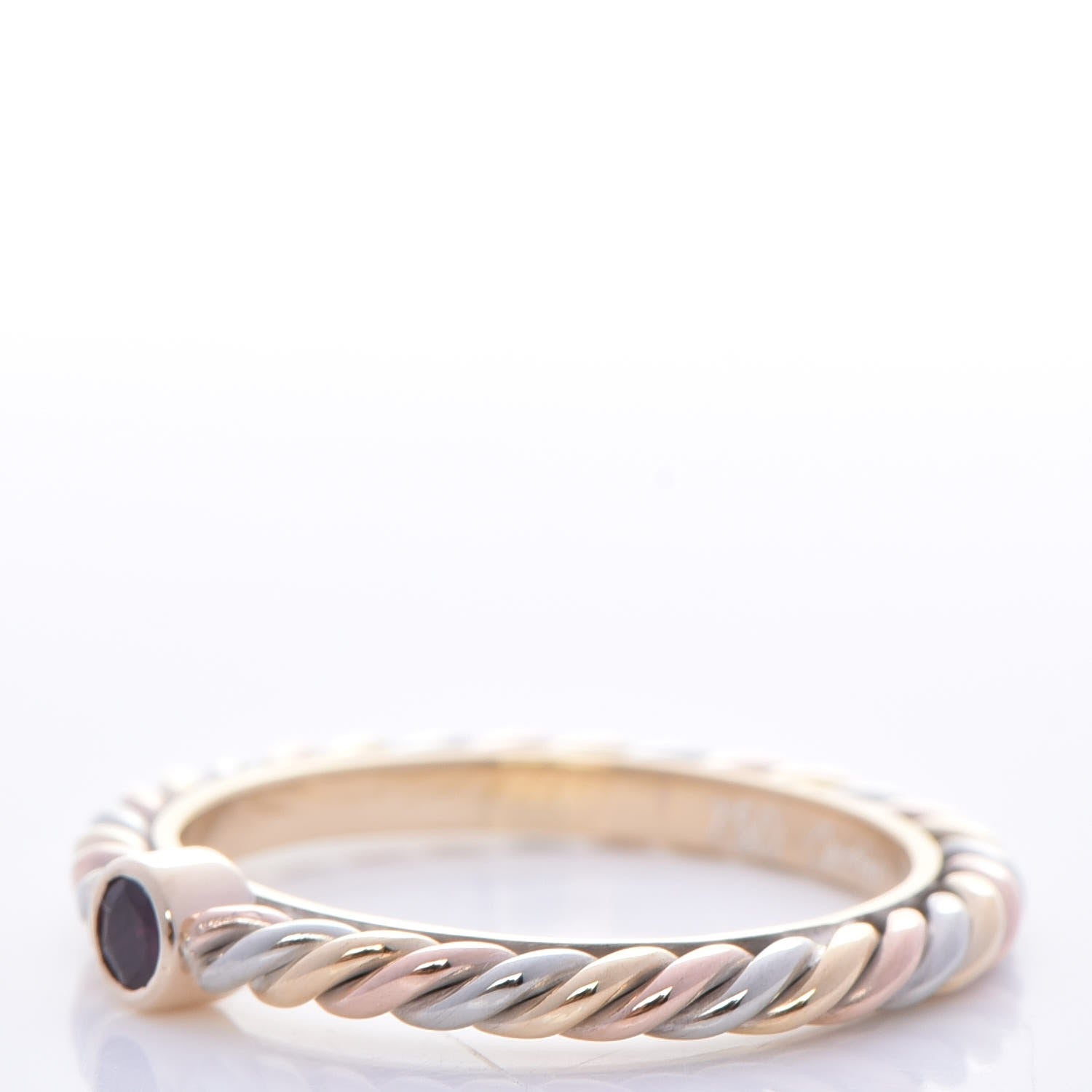 Cartier 18K Pink Yellow White Gold Ruby 2mm Cable Twist Ring 53 6.25 3 of 6