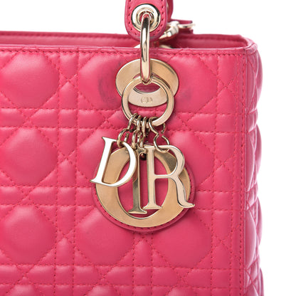 Christian Dior Lambskin Cannage Medium Lady Dior Fuchsia 10 of 10