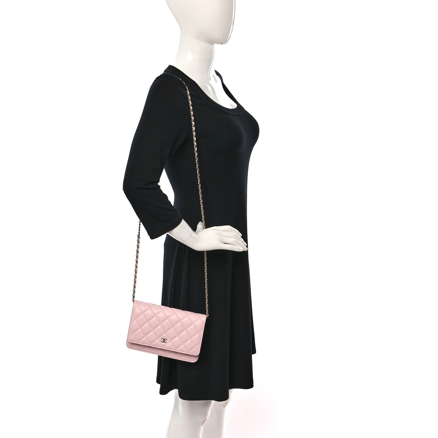 Chanel Caviar Quilted Wallet on Chain WOC Light Pink 2 of 10