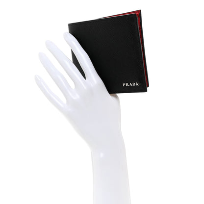 Prada Saffiano Bi-Fold Wallet Black Fuoco 2 of 7
